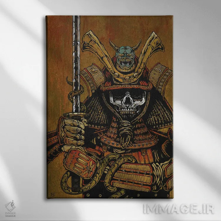 تابلو دکوراتیو به شمشیر سامورایی اثر دیوید لوزو - نمای روبهرو روی دیوار