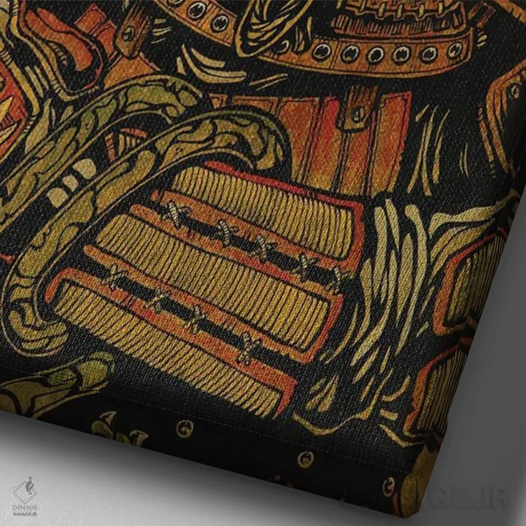 تابلو دکوراتیو به شمشیر سامورایی اثر دیوید لوزو - نمای نزدیک بافت بوم