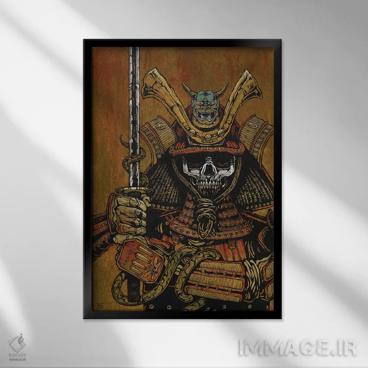 تابلو دکوراتیو به شمشیر سامورایی اثر دیوید لوزو - نمای قابدار مشکی