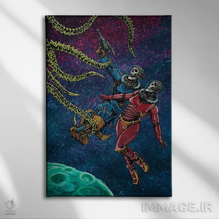 تابلو دکوراتیو برخورد در کیهان اثر دیوید لوزو - نمای روبهرو روی دیوار