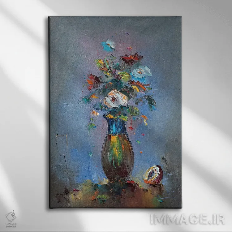 تابلو انتزاعی ترکیب گل ها اثر استانیسلاو لازاروف - نمای روبهرو روی دیوار
