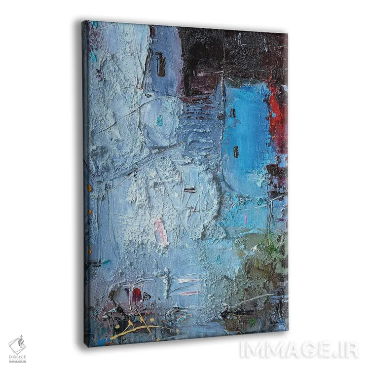 تابلو انتزاعی عمودها در آبی اثر استانیسلاو لازاروف - نمای پرسپکتیو محصول