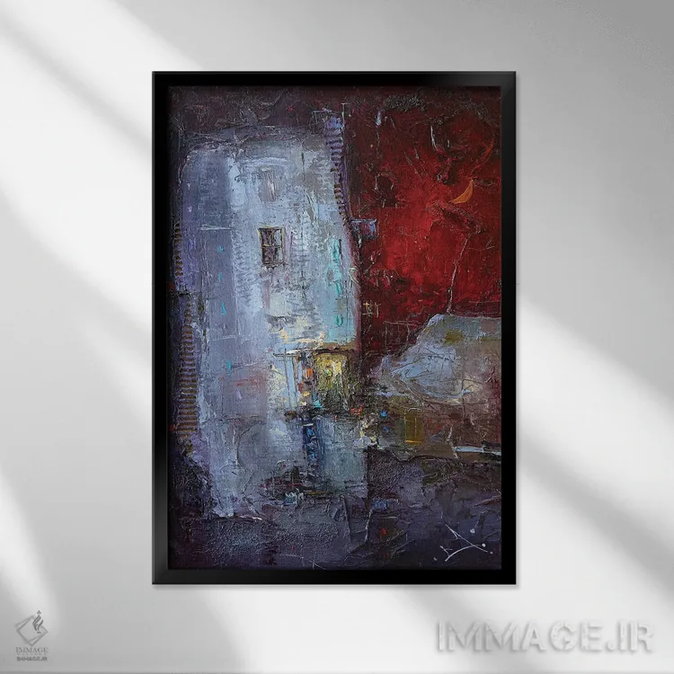 تابلو انتزاعی داستان های نیمه شب اثر استانیسلاو لازاروف - نمای قابدار مشکی