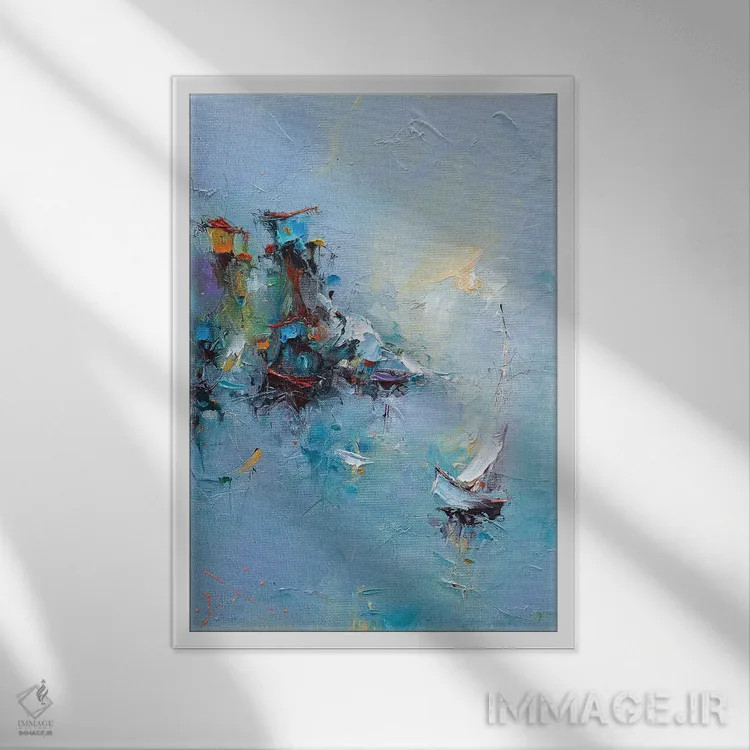 تابلو انتزاعی سواحل اثر استانیسلاو لازاروف - نمای قابدار سفید