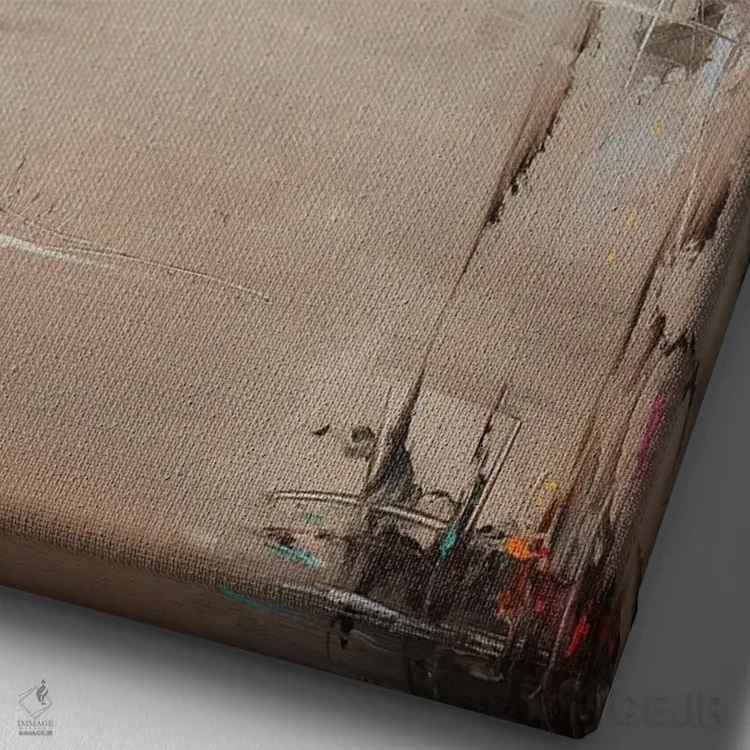 تابلو انتزاعی پس از مه اثر استانیسلاو لازاروف - نمای نزدیک بافت بوم