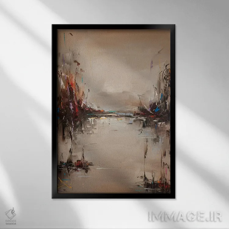 تابلو انتزاعی پس از مه اثر استانیسلاو لازاروف - نمای قابدار مشکی