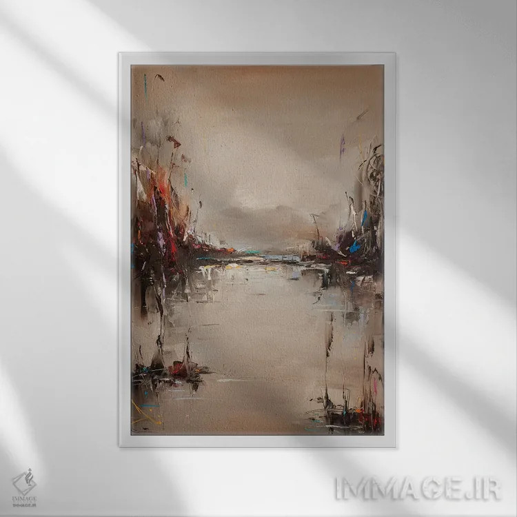 تابلو انتزاعی پس از مه اثر استانیسلاو لازاروف - نمای قابدار سفید