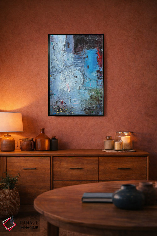 تابلو انتزاعی عمودها در آبی اثر استانیسلاو لازاروف - D4B
