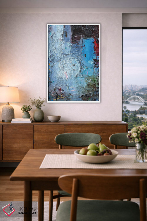 تابلو انتزاعی عمودها در آبی اثر استانیسلاو لازاروف - D6W