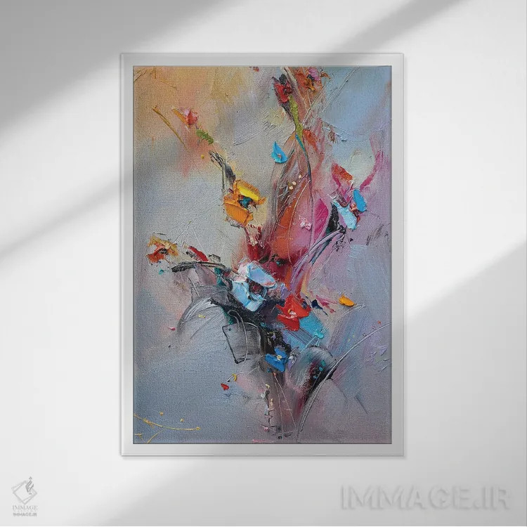 تابلو انتزاعی مزارع بی نقص اثر استانیسلاو لازاروف - نمای قابدار سفید