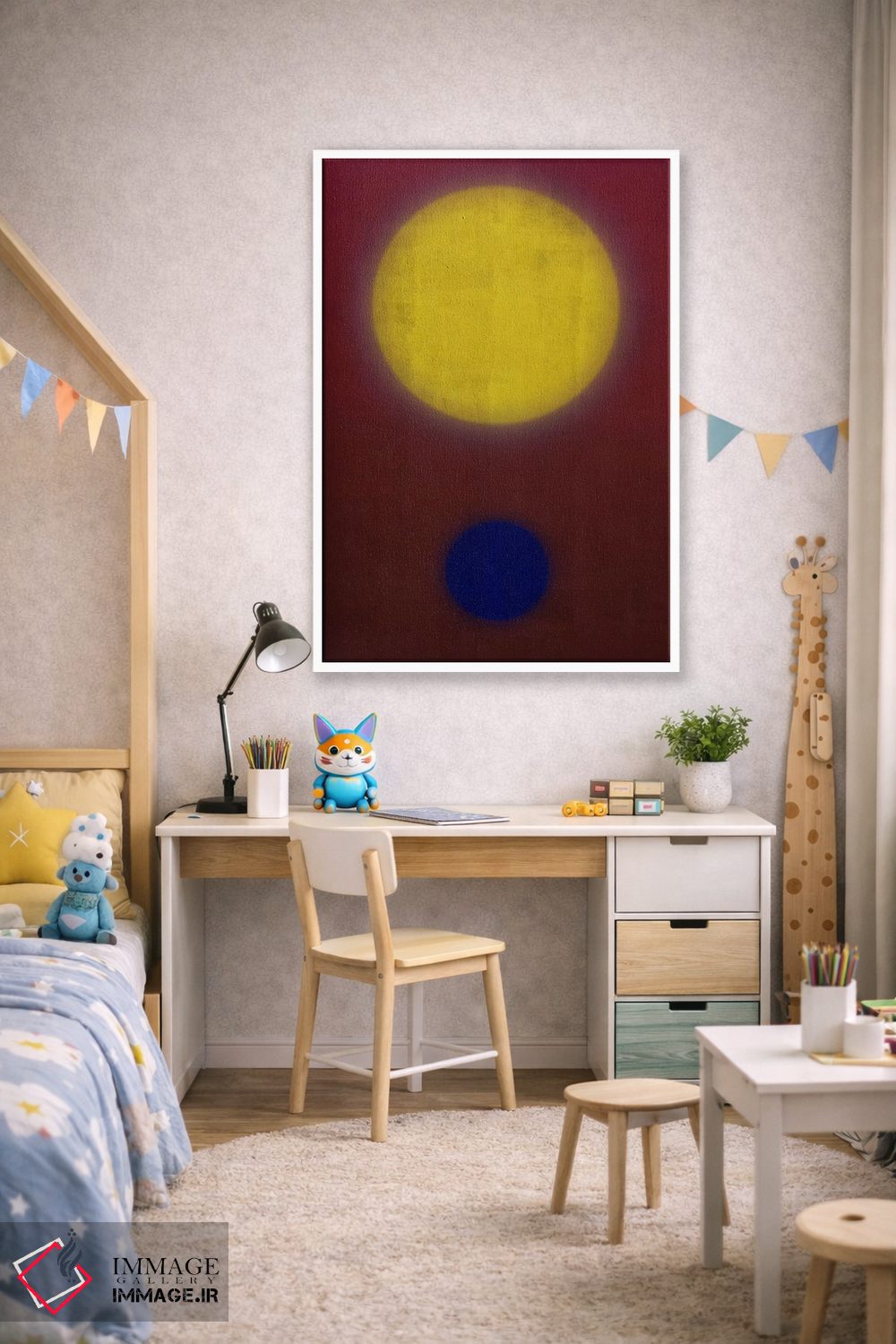تابلو مینیمال هنر مدرن - زمین و خورشید اثر فایو بای فایو کالکتیو - D1W