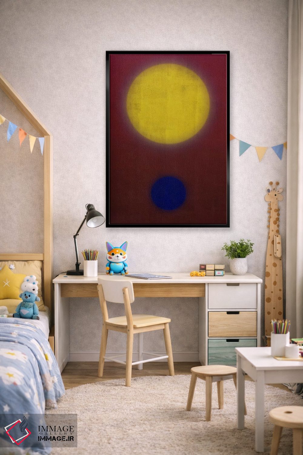 تابلو مینیمال هنر مدرن - زمین و خورشید اثر فایو بای فایو کالکتیو - D2B