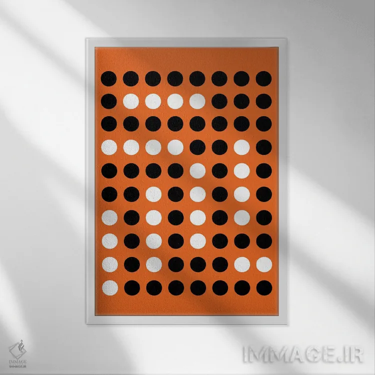 تابلو انتزاعی هنر مدرن اثر فایو بای فایو کالکتیو - نمای قابدار سفید