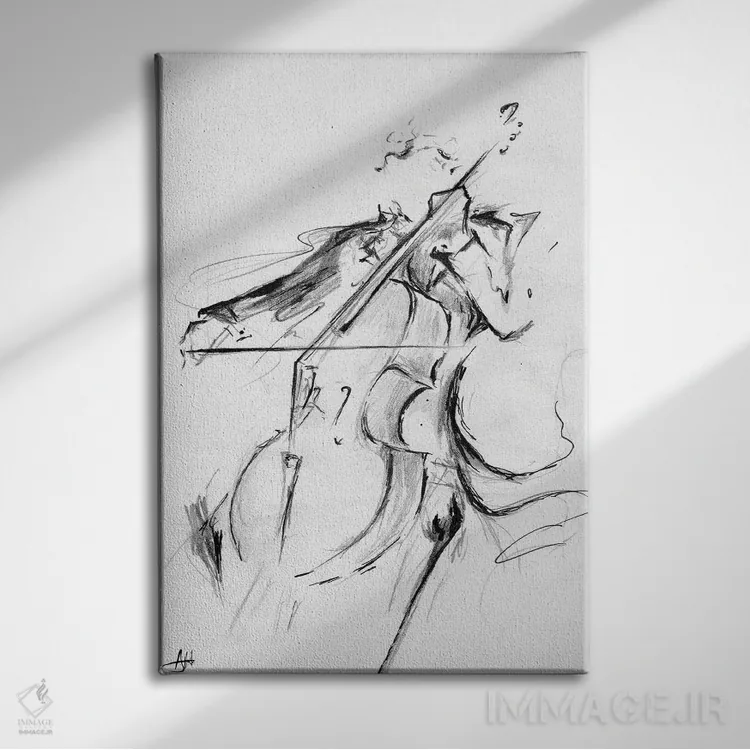 تابلو دکوراتیو نوازنده ویولنسل اثر مارک آلانته - نمای روبهرو روی دیوار