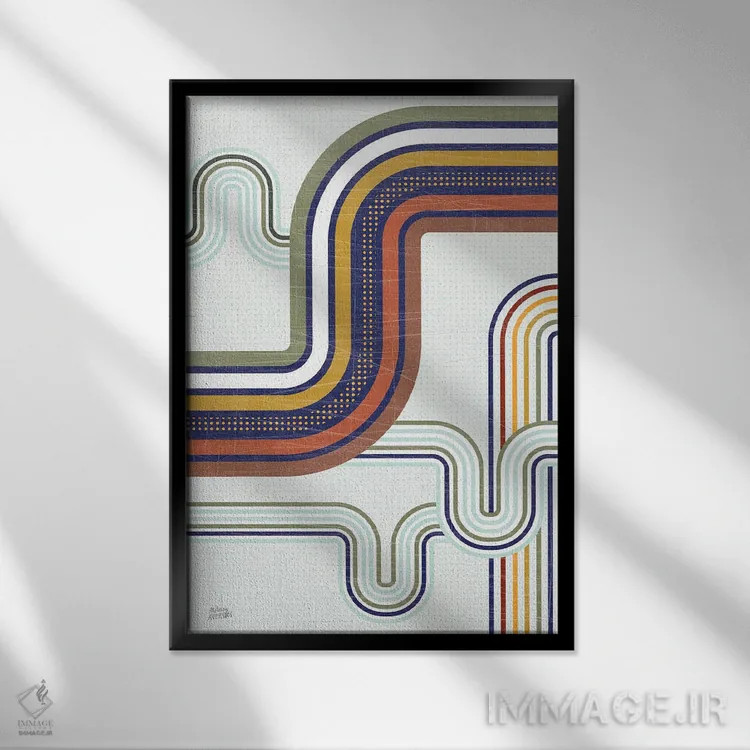 تابلو انتزاعی متروی رترو ۱ اثر ملیسا آورینوس - نمای قابدار مشکی