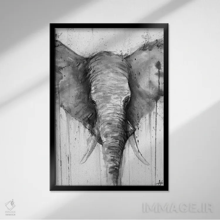 تابلو دکوراتیو کائلی سیاه و سفید اثر مارک آلانته - نمای قابدار مشکی