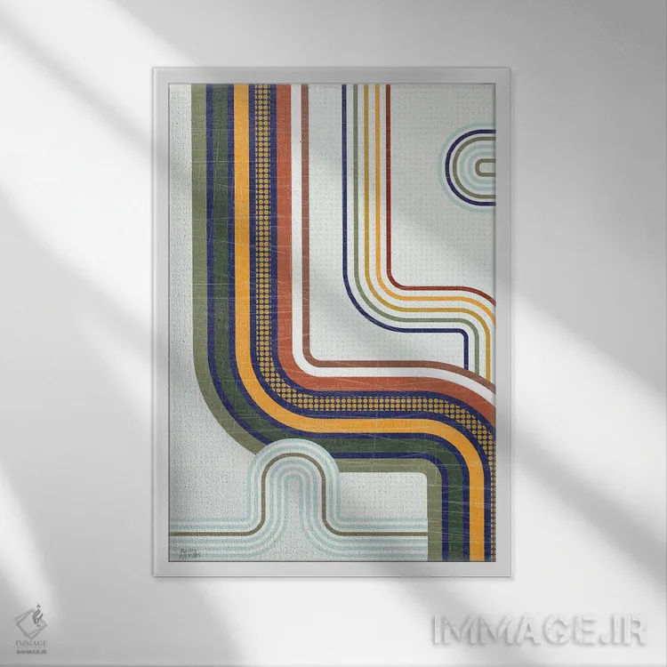 تابلو انتزاعی متروی رترو ۲ اثر ملیسا آورینوس - نمای قابدار سفید