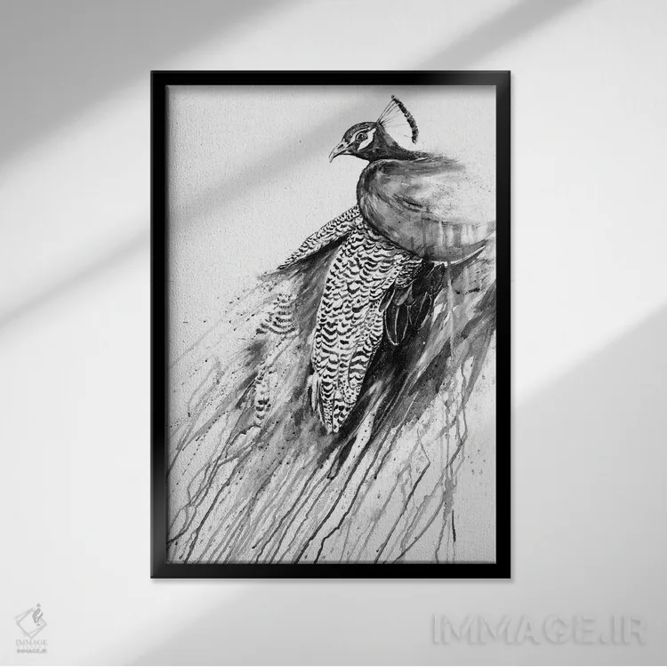 تابلو دکوراتیو نرگس سیاه و سفید اثر مارک آلانته - نمای قابدار مشکی