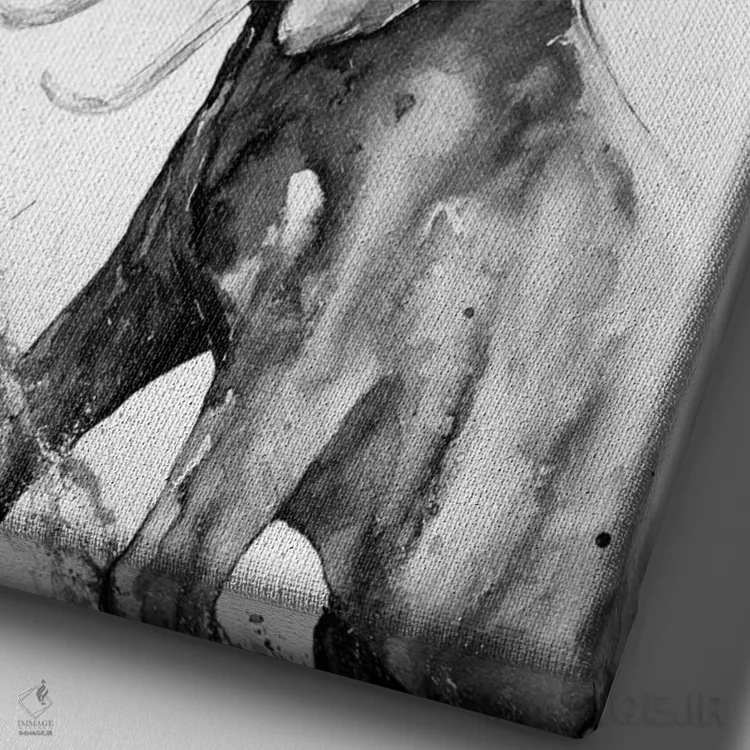 تابلو دکوراتیو وریس سیاه و سفید اثر مارک آلانته - نمای نزدیک بافت بوم