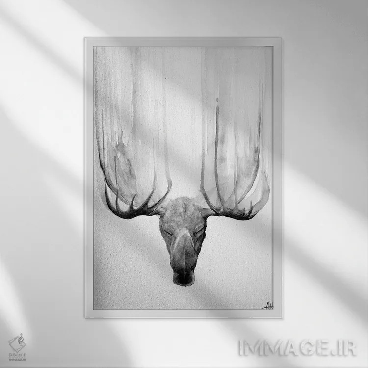 تابلو دکوراتیو ذن سیاه و سفید اثر مارک آلانته - نمای قابدار سفید