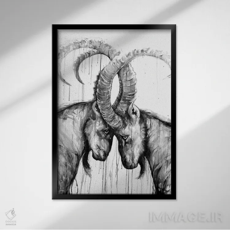 تابلو دکوراتیو سیزیف سیاه و سفید اثر مارک آلانته - نمای قابدار مشکی