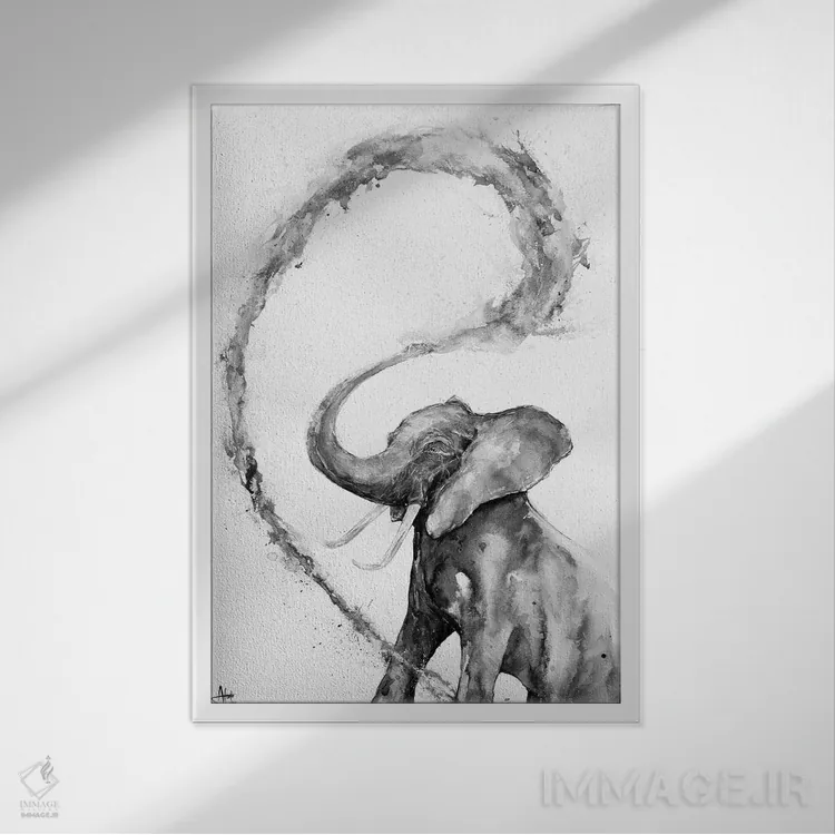 تابلو دکوراتیو وریس سیاه و سفید اثر مارک آلانته - نمای قابدار سفید