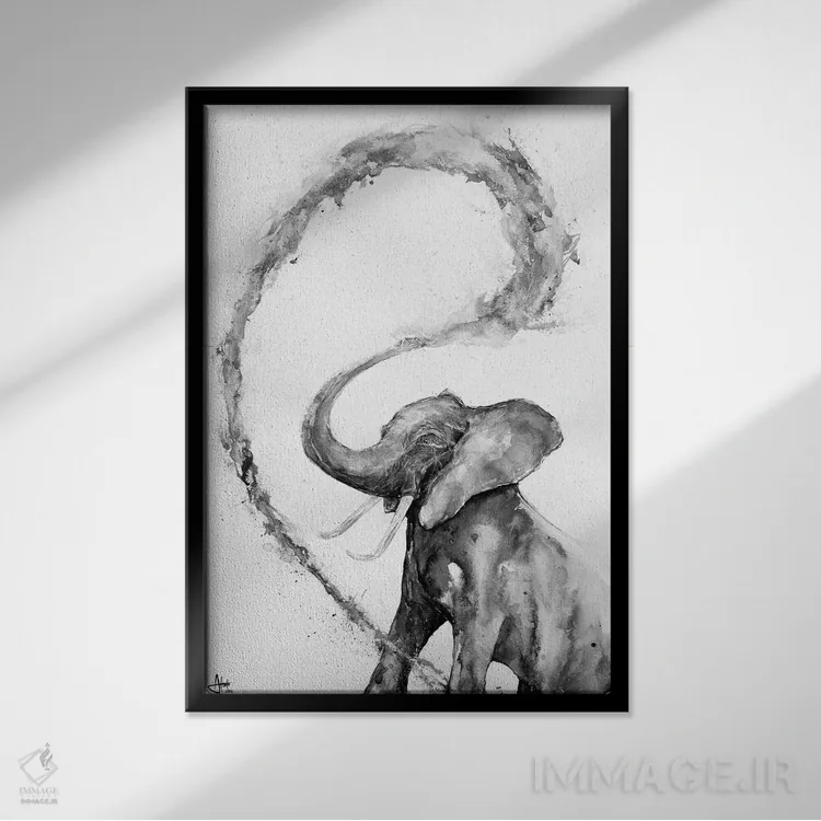 تابلو دکوراتیو وریس سیاه و سفید اثر مارک آلانته - نمای قابدار مشکی