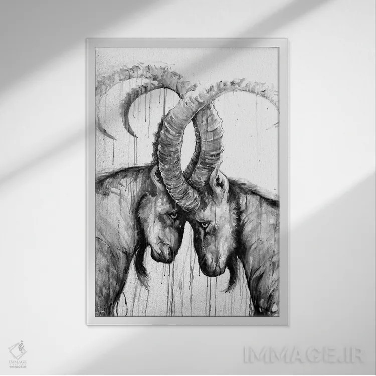 تابلو دکوراتیو سیزیف سیاه و سفید اثر مارک آلانته - نمای قابدار سفید