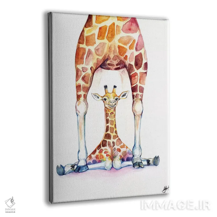 تابلو دکوراتیو زرافه های زیبا اثر مارک آلانته - نمای پرسپکتیو محصول