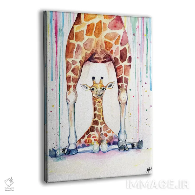 تابلو دکوراتیو زرافه های زیبا در باران اثر مارک آلانته - نمای پرسپکتیو محصول