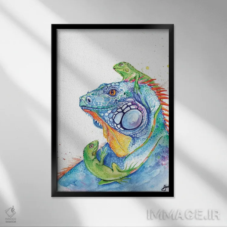 تابلو دکوراتیو اینجا اژدهاست اثر مارک آلانته - نمای قابدار مشکی