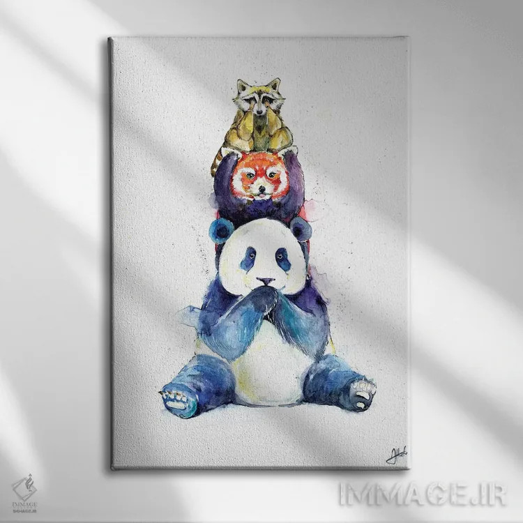 تابلو دکوراتیو پانداهای شلوغ اثر مارک آلانته - نمای روبهرو روی دیوار