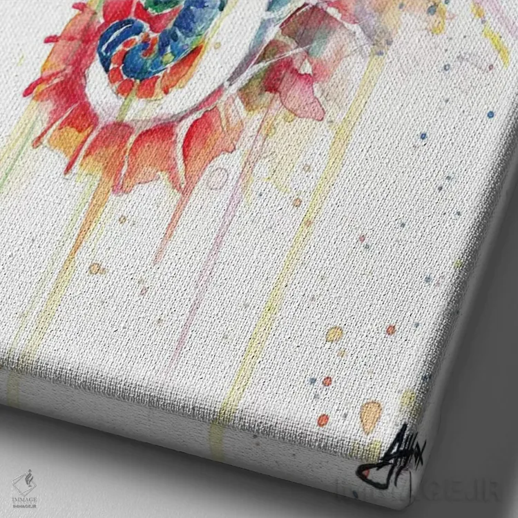 تابلو دکوراتیو اسب های دریایی سرخوش اثر مارک آلانته - نمای نزدیک بافت بوم