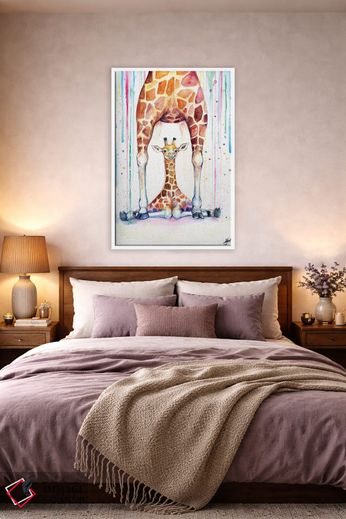 تابلو دکوراتیو زرافه های زیبا در باران اثر مارک آلانته - D2W