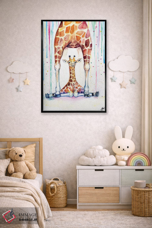 تابلو دکوراتیو زرافه های زیبا در باران اثر مارک آلانته - D6B
