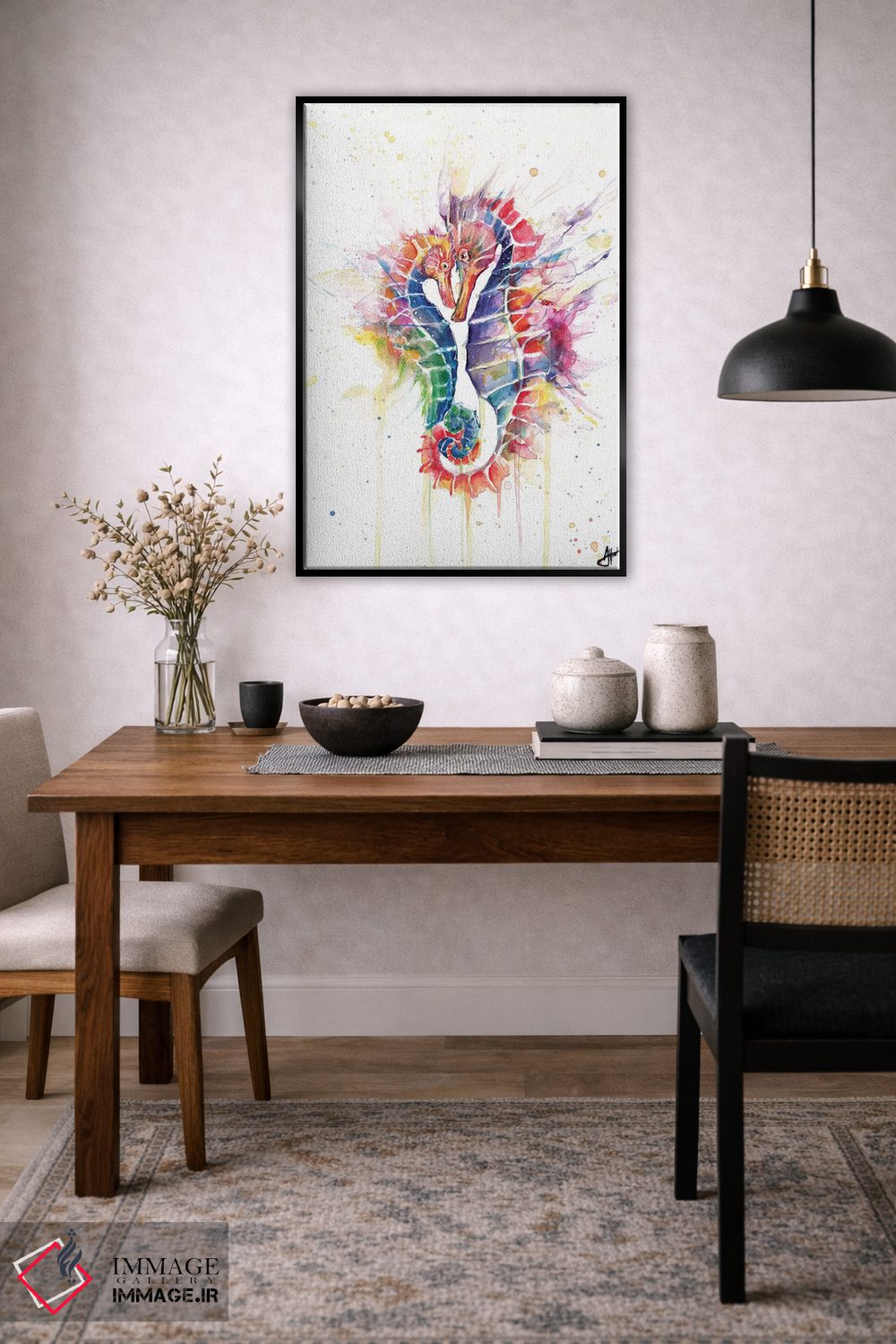 تابلو دکوراتیو اسب های دریایی سرخوش اثر مارک آلانته - D6B