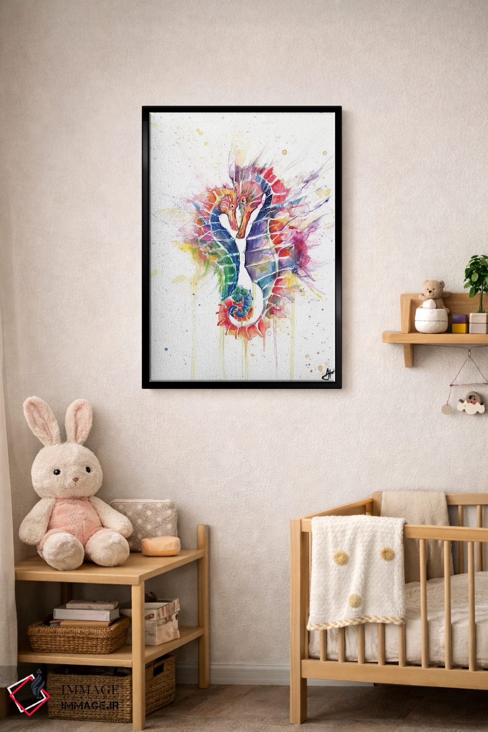 تابلو دکوراتیو اسب های دریایی سرخوش اثر مارک آلانته - D5B