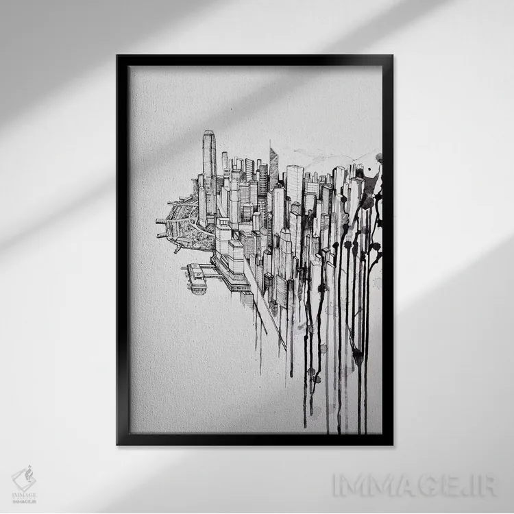 تابلو دکوراتیو بازپس گرفته شده اثر مارک آلانته - نمای قابدار مشکی