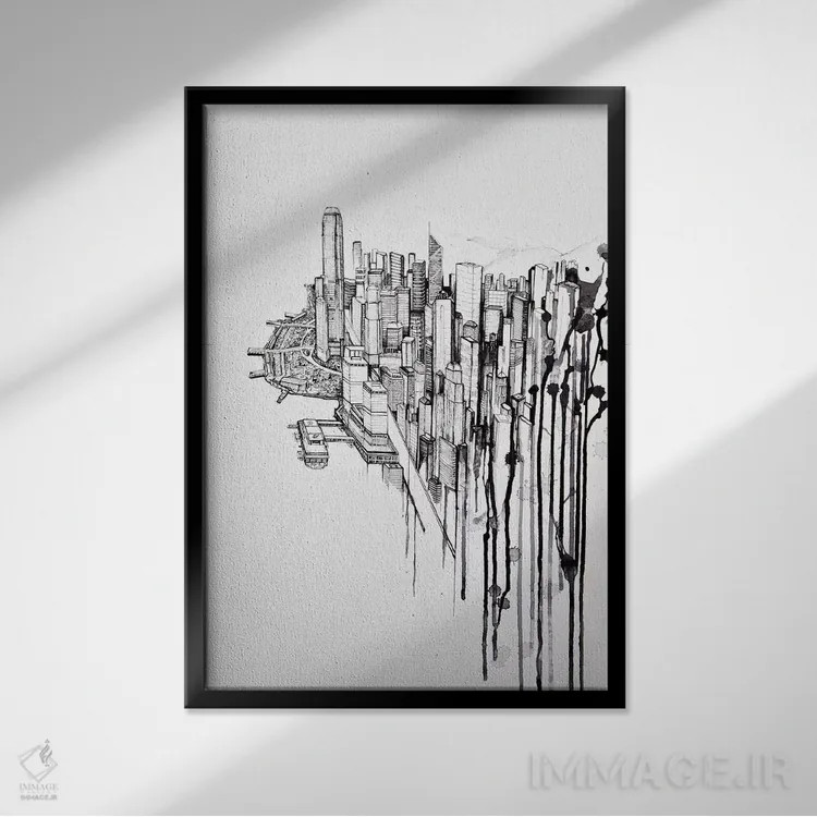 تابلو دکوراتیو بازپس گرفته شده اثر مارک آلانته - نمای قابدار مشکی