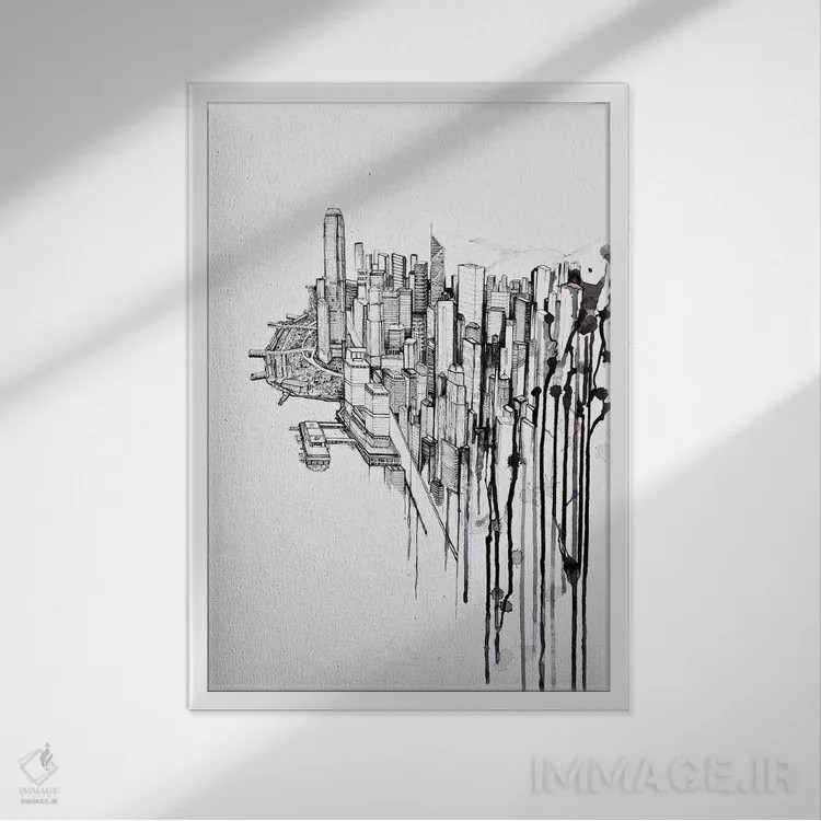 تابلو دکوراتیو بازپس گرفته شده اثر مارک آلانته - نمای قابدار سفید