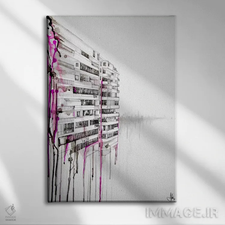 تابلو انتزاعی تفسیر هنری اثر مارک آلانته - نمای روبهرو روی دیوار