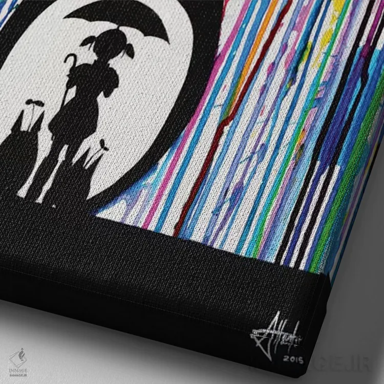 تابلو دکوراتیو همسایه ها اثر مارک آلانته - نمای نزدیک بافت بوم