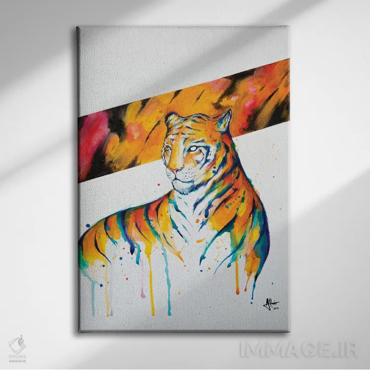 تابلو دکوراتیو درخشان شعله ور اثر مارک آلانته - نمای روبهرو روی دیوار