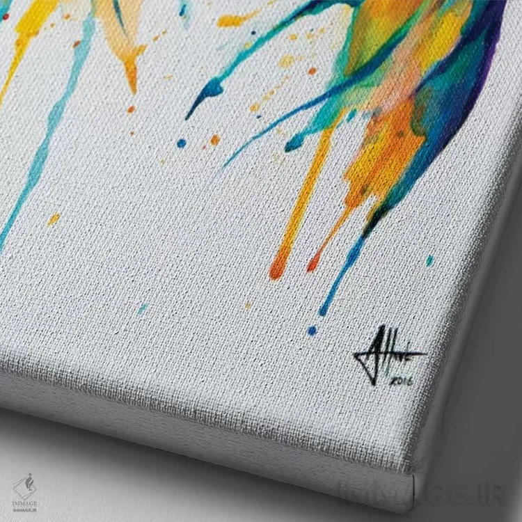 تابلو دکوراتیو درخشان شعله ور اثر مارک آلانته - نمای نزدیک بافت بوم