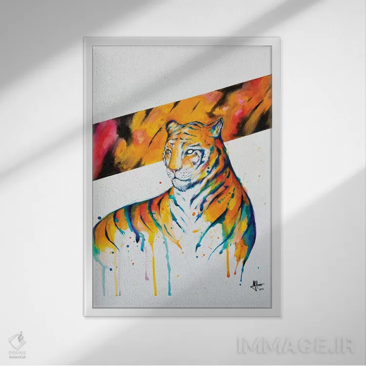 تابلو دکوراتیو درخشان شعله ور اثر مارک آلانته - نمای قابدار سفید