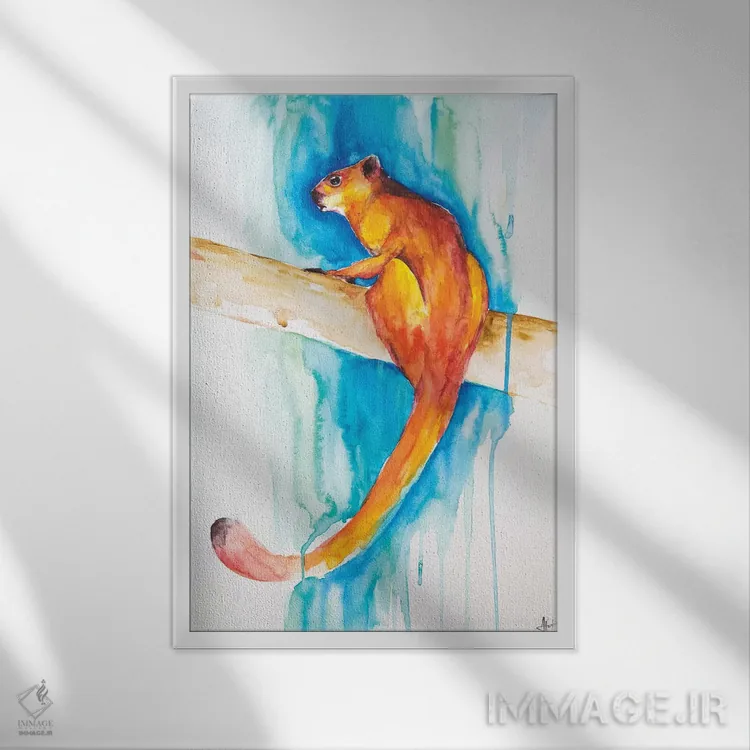 تابلو دکوراتیو سنجاب پرنده قرمز غول پیکر اثر مارک آلانته - نمای قابدار سفید