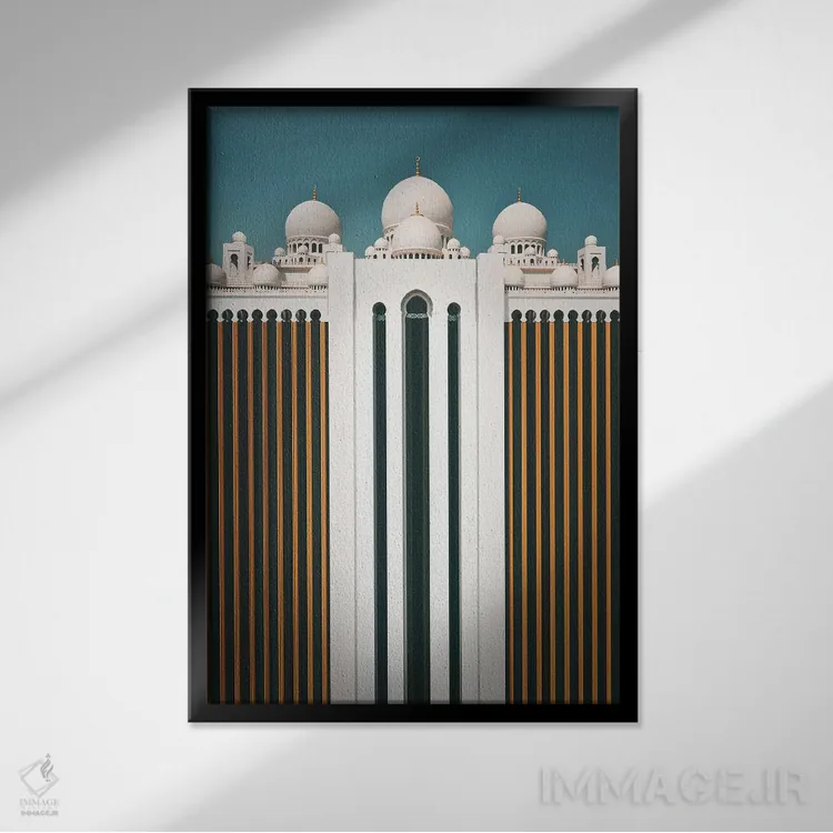 تابلو دکوراتیو ستون های اسلام اثر مارکوس هنن - نمای قابدار مشکی