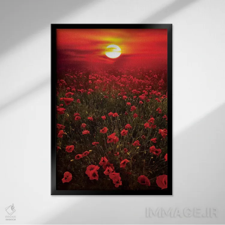 تابلو دکوراتیو غروب گرم اثر مارکو کارماسی - نمای قابدار مشکی