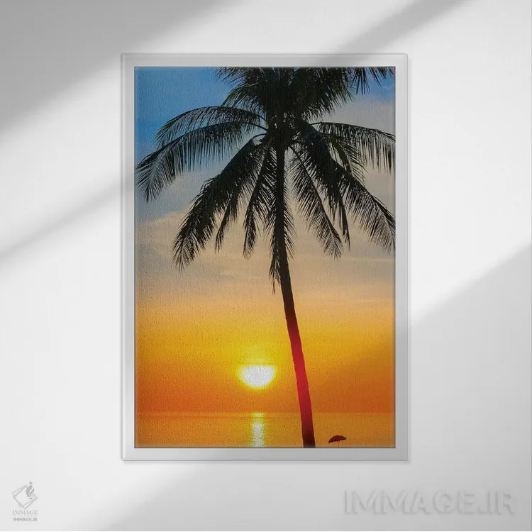 تابلو دکوراتیو غروب تایلند اثر مارکو کارماسی - نمای قابدار سفید