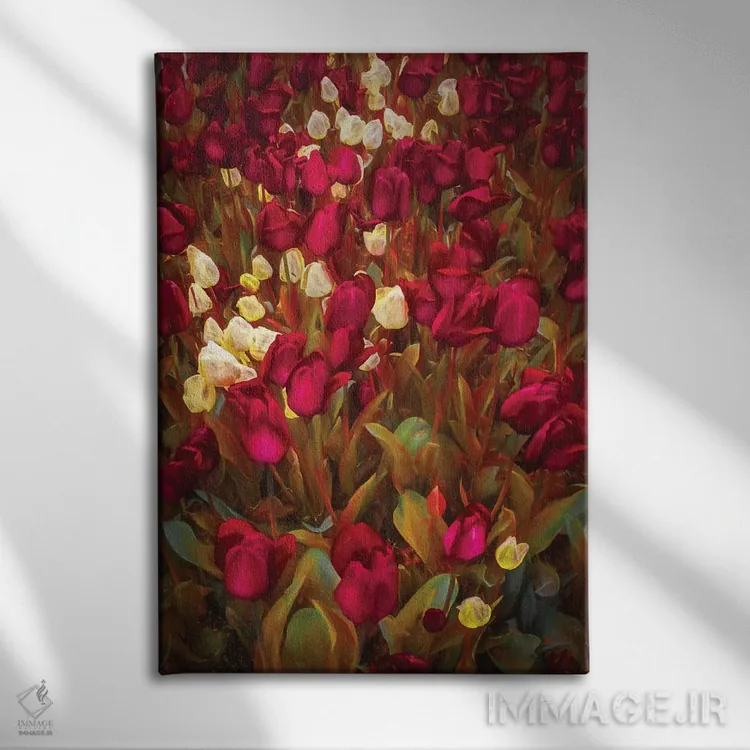 تابلو دکوراتیو لاله ها اثر مارکو کارماسی - نمای روبهرو روی دیوار